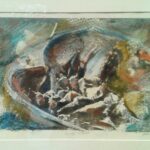 "Pointing Northeast" Mixed media lithography, 7" x 10.5" $450 by Jessica Barber