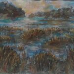 "Sunset over the Marsh" Monotype, watercolor, pastel, 13.25" x 19" $1,200 by Jessica Barber