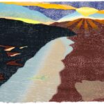 "Apricity (the warmth of the sun in winter)" Reduction woodcut with 'pochoir' 28.5" 23.5" $925 by Cathie Crawford