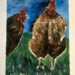 "Roost in Color II" Monotype, 16" x 20" $350 by Susan Dubrunfaut