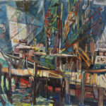 Gloucester Trawler Oil on canvas Circa 1980’s canvas size 24″ x 30″ frame dimensions 25.5″ x 31.5″ POR