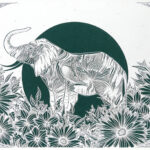 "Emerald Elephant" Hand cut layered paper, 11.5" x 15.5" $1,760