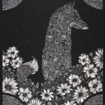 "Night Fox" Hand cut layered paper, 24" x 18" $5,550