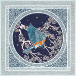 "Prosperity Among the Blossoms" Hand cut layered paper, 14" x 14" $3,250
