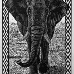 "Elephant" Woodcut, 46" x 28" $950 by Stephen Kennedy