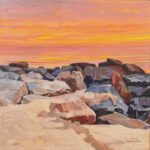 "Study for Tangerine Dawn on Henlopen" oil on linen, 20x20. $850
