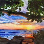 "Hawaiian Sunset" watercolor by Cynthia Strouse, $475 SOLD