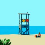 "No Lifeguard on Duty" mixed media by Nancy Walsh, $350
