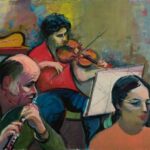 (Musicians) acrylic on canvas, n/d, by Howard Schroeder