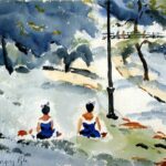 "Central Park" watercolor on paper, 1929? - 1964?, by Margery Kathleen Pyle