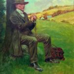 (Portrait of a Man in a Landscape) oil on canvas, 1911, by Howard Pyle, Gift of the Rianhard Family.