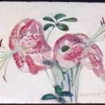 "Tiger Lilies" gouache on board, 1920 by Mary Burton Derrickson McCurdy (1908-1989). Gift of Dr. Howard G. McCurdy.